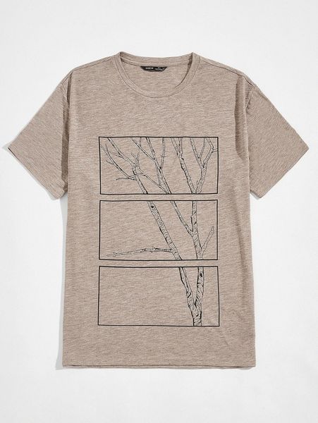 

men tree print tee u12k#, White;black