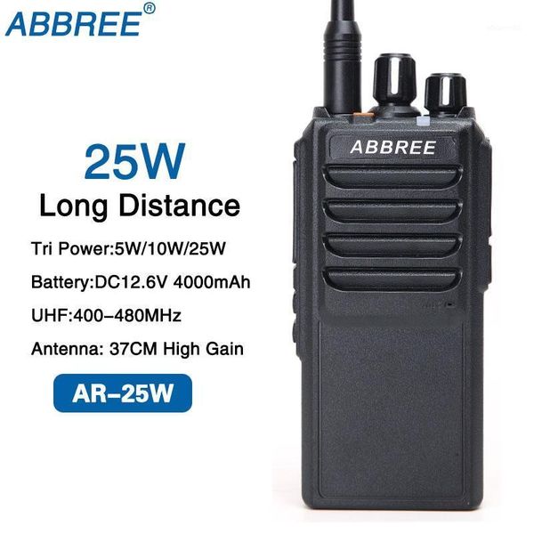 

abbree ar-25w tri-power 25w 10w 5w uhf 400-480mhz 10km walkie talkie ham radio and 37cm high gain antenna and 4000mah battery1