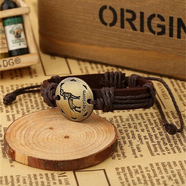 

wrap twelve constellations bracelets zodiac leather bracelet for men