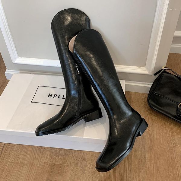 

boots arrival winter shoes women natural genuine leather knee high fur western motorcycle cowhide female snow1, Black