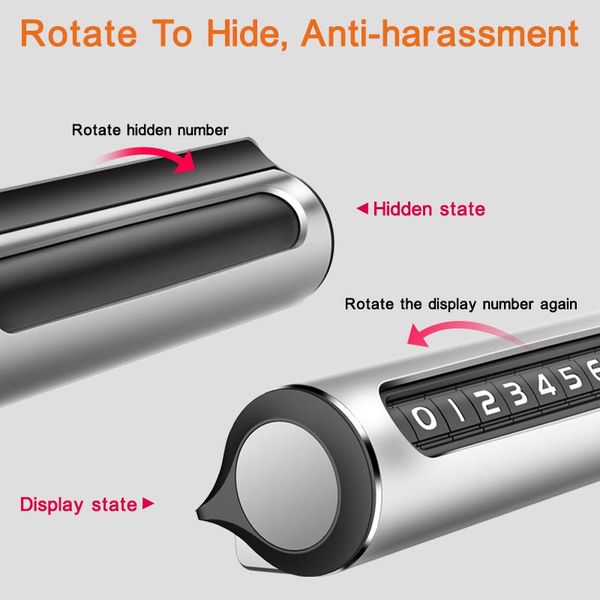 

universal temporary car parking card rotate car parking cards aluminum telephone number parking card mobile car sticker h wmtqnx