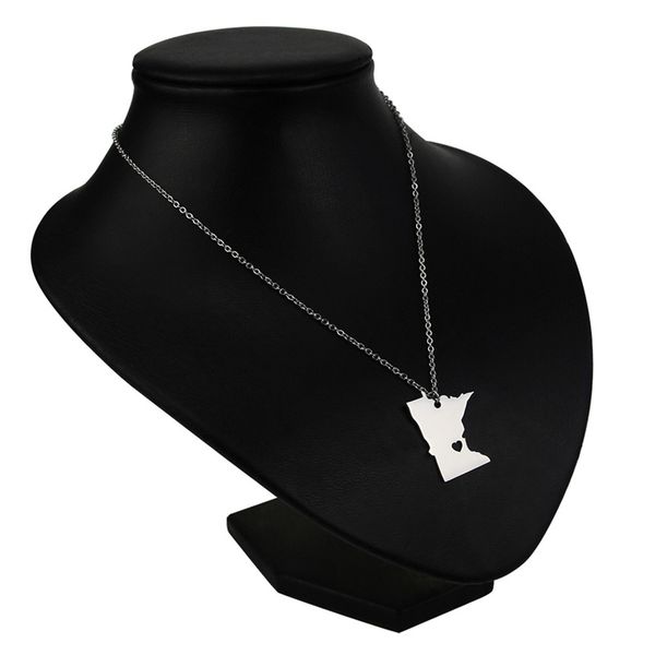 

popular in europe and america, stainless steel map necklace pendant in minnesota, usa, Silver