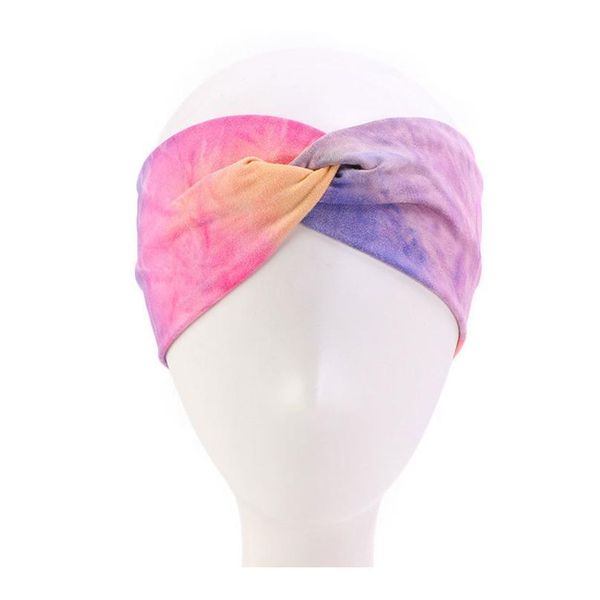 

elastic hairband headbands tie-dye wide cross knot sport yoga turban headwrap cotton headband headwear hair accessories qyluxo