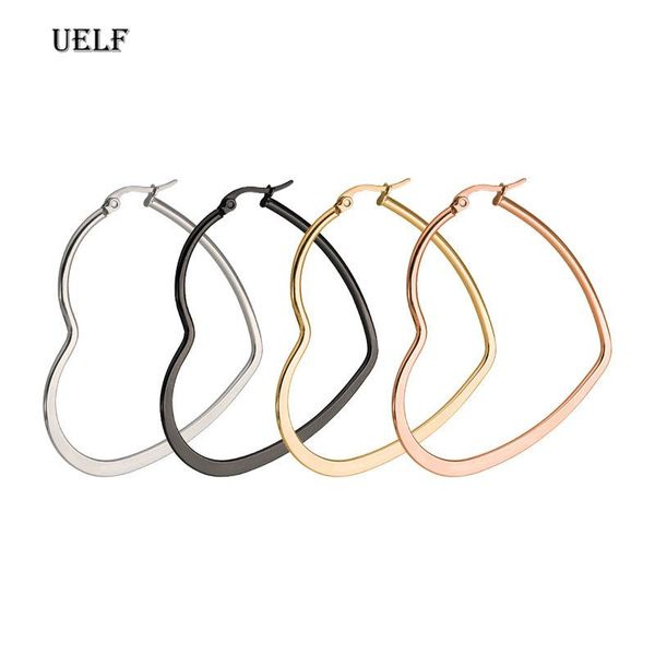 

hoop & huggie uelf women punk earrings girls metal heart star big boucle d'oreille fantaisie vintage brincos, Golden;silver