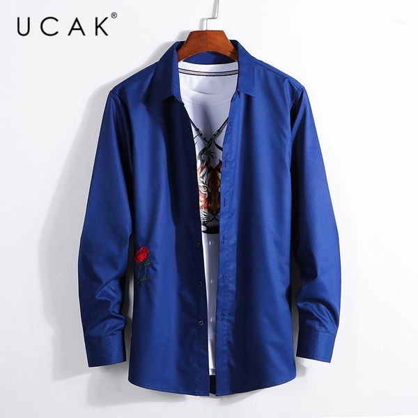 

men's casual shirts ucak brand streetwear long sleeve men clothing homme 2021 autumn fashion turn-down collar shirt clothes u60861, White;black