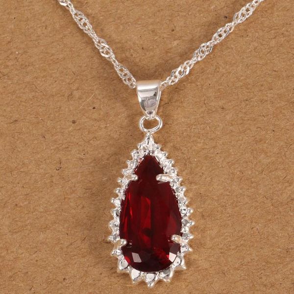 

fashion jewelry necklace water drop rubystone pendants bridal wedding engagement