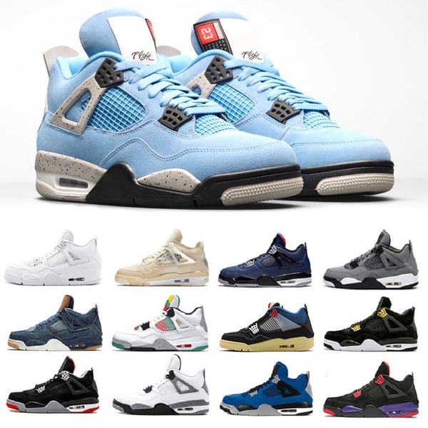 

new sail union x jumpman 4 mens basketball shoes university blue fire red black pure money white cement 4s men trainers sports sneakers, White;red