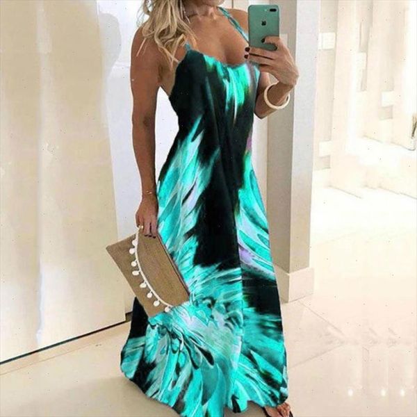 

blue red slim flower print dress spaghetti strap sleeveless women long dress summer beach printing dresses plus size 5xl, Black;gray