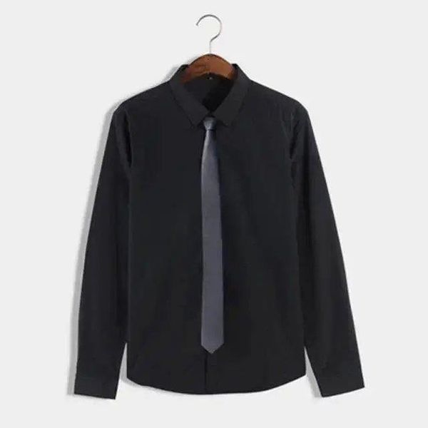 

trend slim men's long sleeve new korean version with and bottom shirt, White;black