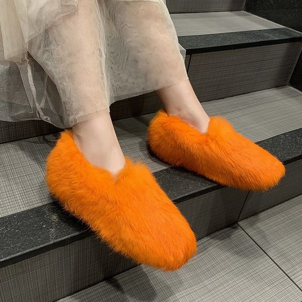 

fashion women shoes winter plush casual flat shoes solid color loafers 2020 new fur warm home comfortable slip-on woman shoes, Black