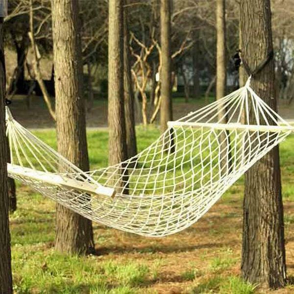 

deluxe hammock hang tree person patio bed swing cotton rope outdoor bbq picnic