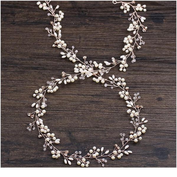 

модные ювелирные изделия для волос rose gold pearl crystal свадебные повязки tiara bridal headpieec pirtband свадебные аксессуары для волос, Slivery;golden
