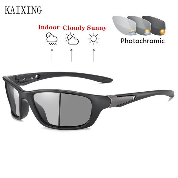 

kaixing pchromic sunglasses mens polarized chameleon driving goggles anti-glare night vision glasses for woman gafas de sol, White;black