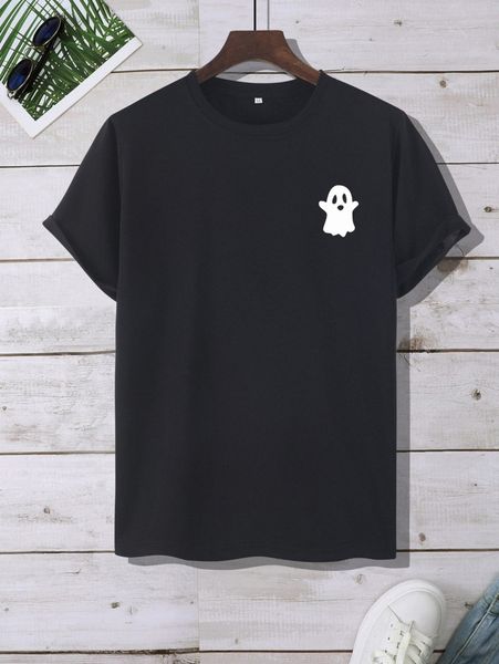 

men ghost print tee 81xe#, White;black