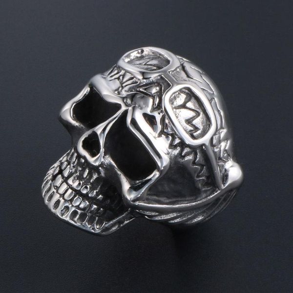 

cluster rings ring for men's funny skull stainless steel accessories jewellery men punk geometric rock style jewelry, Golden;silver