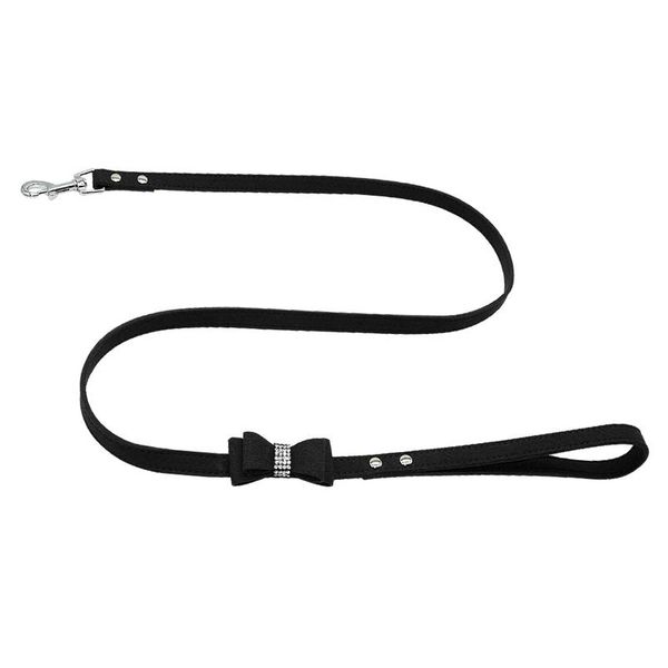 

seude leather dog leash rope small medium dogs walking lead leashes strap bling rhinestone bowknot accessories pet suppl bbylhj