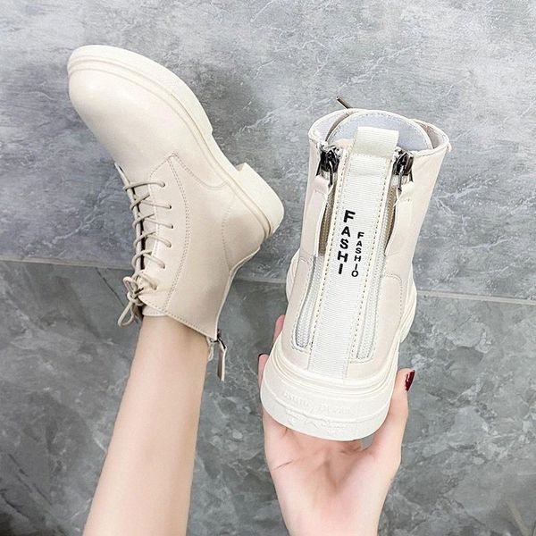 

2020 autumn winter fashion lace-up zipper women motorcycle boots sports platform ladies shoes women's ankle boots #jc49, Black