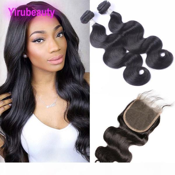 

peruvian virgin hair 2 bundles with 5x5 lace closure natural color body wave 9a human hair extensions with 5*5 closure with baby hair 8-30&q, Black;brown