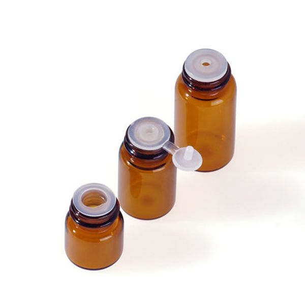 DHgate Assurance 1ML 2ML 3ML 5ML Braunglas-Kosmetik-Parfümölflaschen mit schwarzem Schraubdeckel-Innenstopfen, Testtester-Serum-Röhrenglasflaschenhersteller