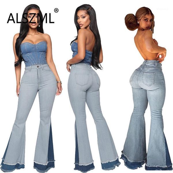 

night club women denim pant high waist jeans trousers female summer flare pants1, Black;white