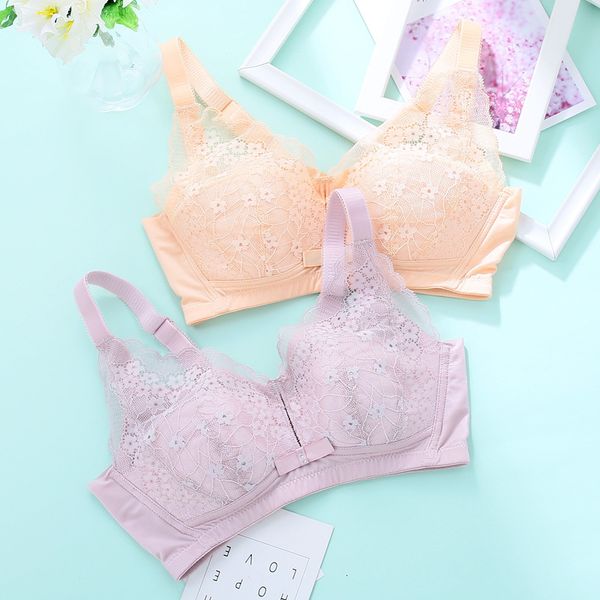 

big chest shows small full cup no steel ring bra with auxiliary breast large size ultra breathable underwear women's thin summer, Red;black