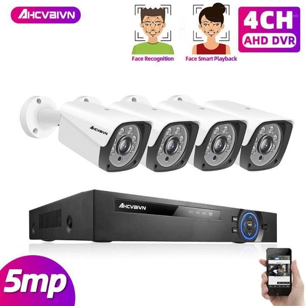 

h.265 5mp 4ch dvr nvr kit cctv security system 5mp ir outdoor waterproof face detection ahd camera with video surveillance set1