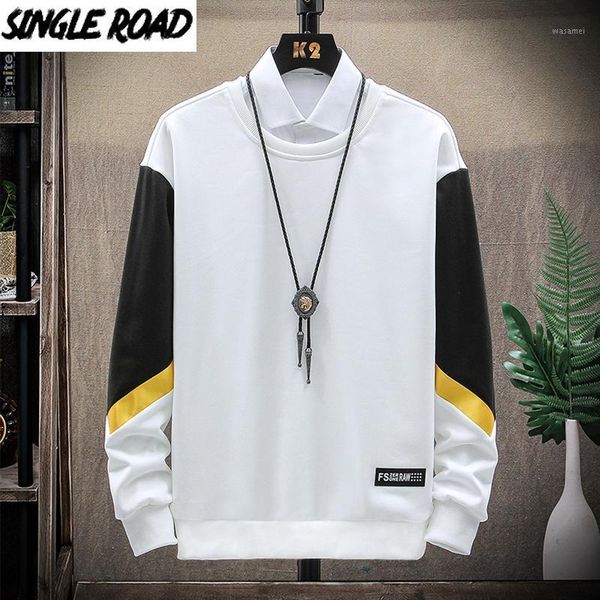 

singleroad crewneck sweatshirt men 2020 autumn patchwork japanese streetwear harajuku oversized white hoodie men sweatshirts1, Black