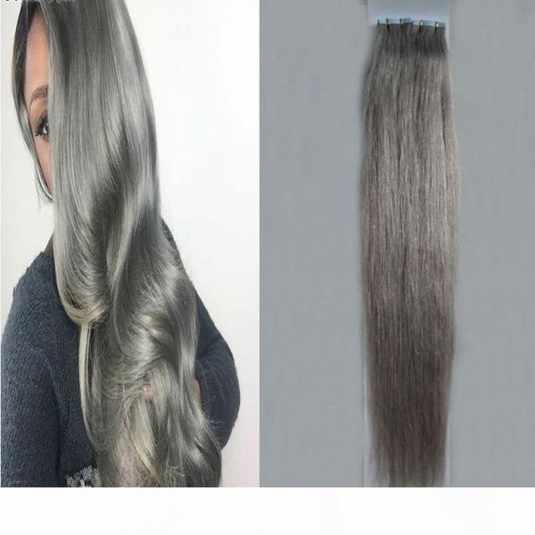

sales tape in extensions ash grey 100g seamless skin weft hair 40pcs human remy tape in hair extensions hair extensions, Black