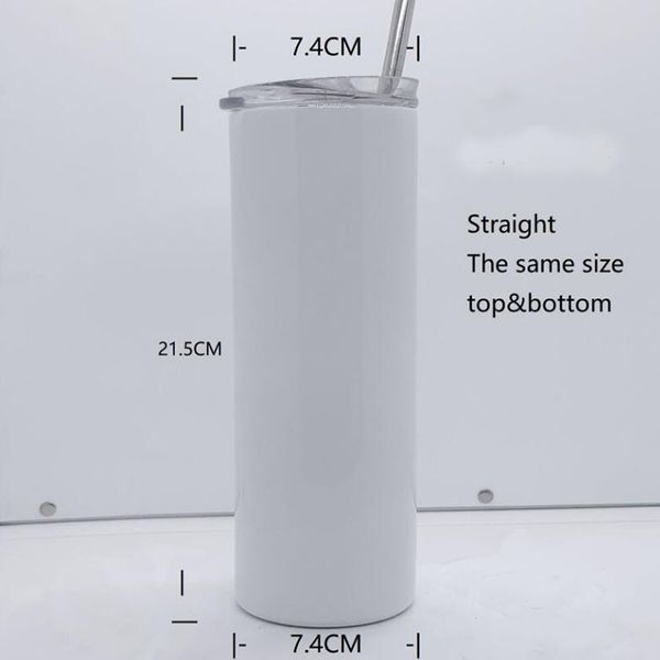 

rubber bottoms straight 20oz sublimation skinny tumbler with steel straw sealing lid diy blank car cup coffee mug