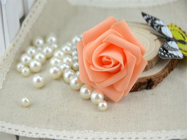 

100pcs 6cm mini pe foam artificial rose flower head for wedding car decoration diy kiss ball wreath decorative fake flowers wmtide
