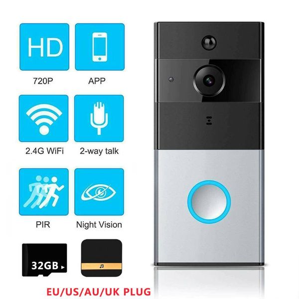

doorbells smart wifi video doorbell camera wireless app remote 2-way audio intercom alarm door bell ir night version home security
