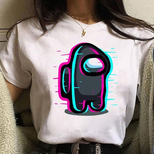 

2021 new games t shirts among us ladies kawaii summer cartoon graphic t shirts fun t shirts drop shipping, White