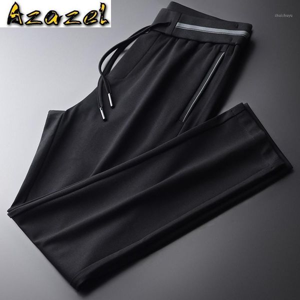 

azazel autumn male pants rib contrast color casual men's trousers plus size 4xl fashion slim fit black man pants1