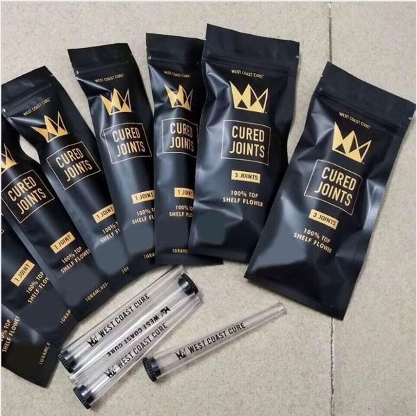 

west coast cure 3pcs 1pcs cured joints bag +plastic tubes packaging 2020 moonrock preroll pre-rolled tube packaging