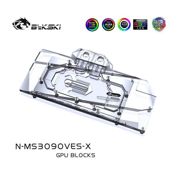 

bykski gpu water block for msi geforce rtx 3080/3090 ventus 3x 10g/24g oc, full cover watercooler ,n-ms3090ves-x