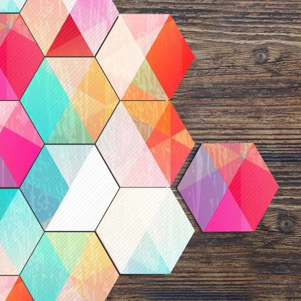 

new rainbow hexagon tile bathroom kitchen home anti slip floor diy creative splicing wall paste lb018