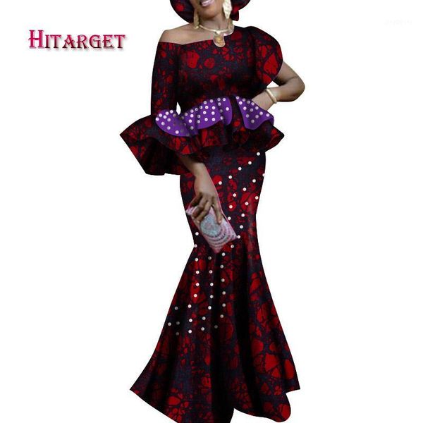 

hitarget danshiki african dresses for women one-shoulder skirt 2 pieces suit for party/wedding print african clothes wy41321, Red