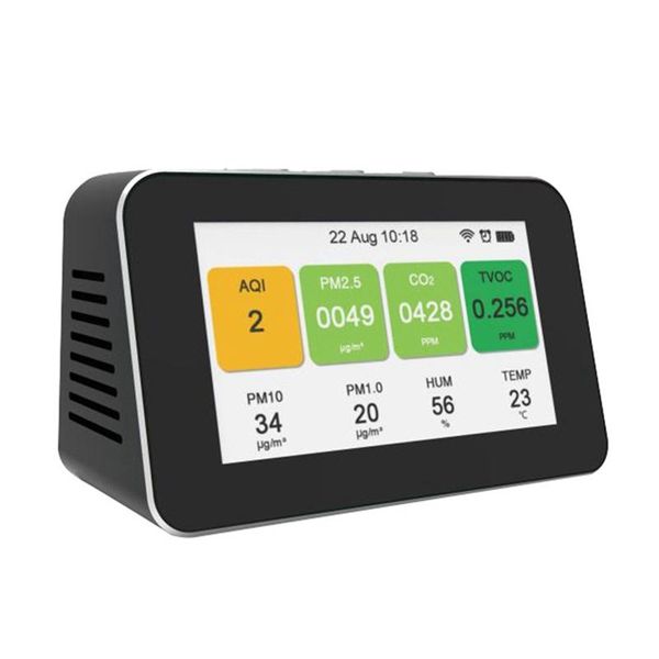 

gas analyzers multifunctional air quality detector pm2.5 pm1.0 pm10 co2 tvoc particle temperature and humidity monitor dm601