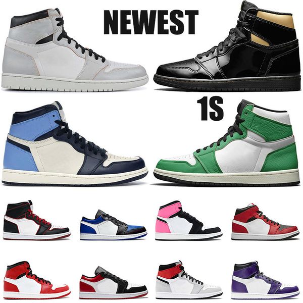 

2021 new arrival mid light grey jumpman 1 1s basketball shoes satin\r\r high og bio hack obsidian women mens sneakers