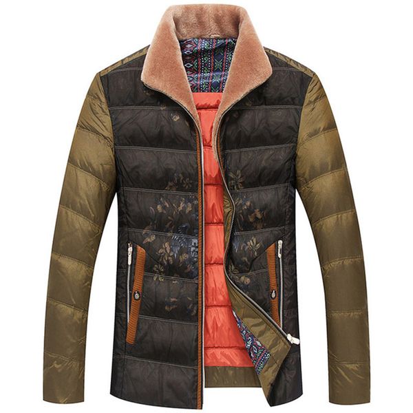 

new winter down jacket men's fashion short coat fur collar down coat q1215, Black