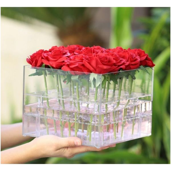 

valentine's day rose flower storage box transparent acrylic flower box paper packaging carton plus foam la sqcrii bbgargden