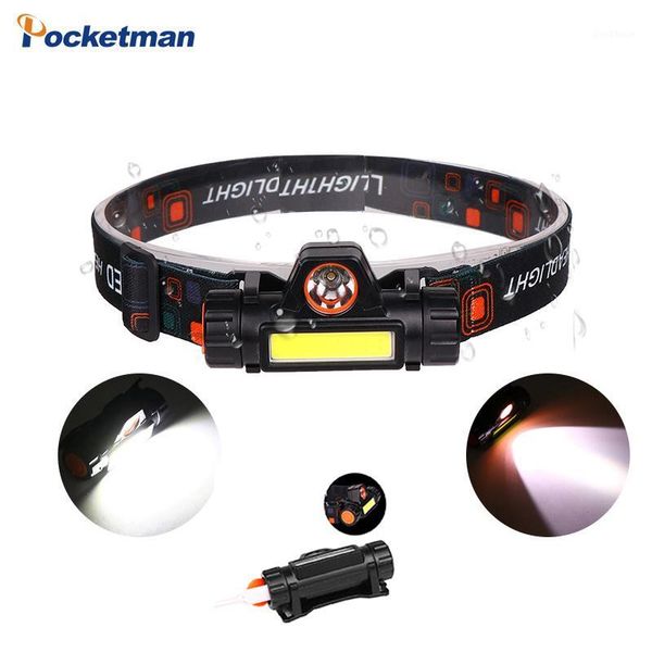 

bright portable led headlamp xpe+cob led headlight head lamp torch lanterna head light built-in battery emergency1
