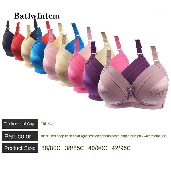 

new large size underwear bra middle-aged bra no steel ring thin mom1, Red;black