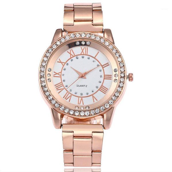 

women watches stainless steel exquisite watch women rhinestone casual quartz watch 2020 new arrivals1, Slivery;brown