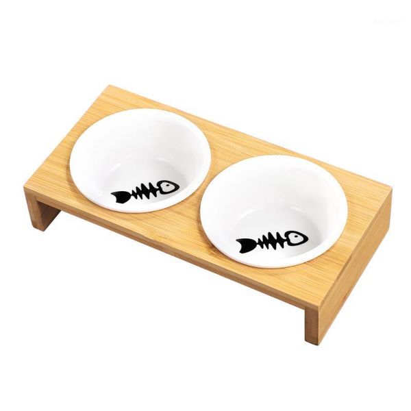 

1 pc pet dual bowl ceramics water bowl dispenser for dogs1