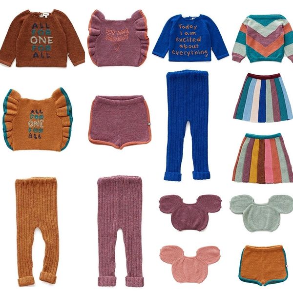 

kid oeuf toddler boy girls knitted sweater and dress leggings kids winter fashion brand children crochet pullover 201128, Blue