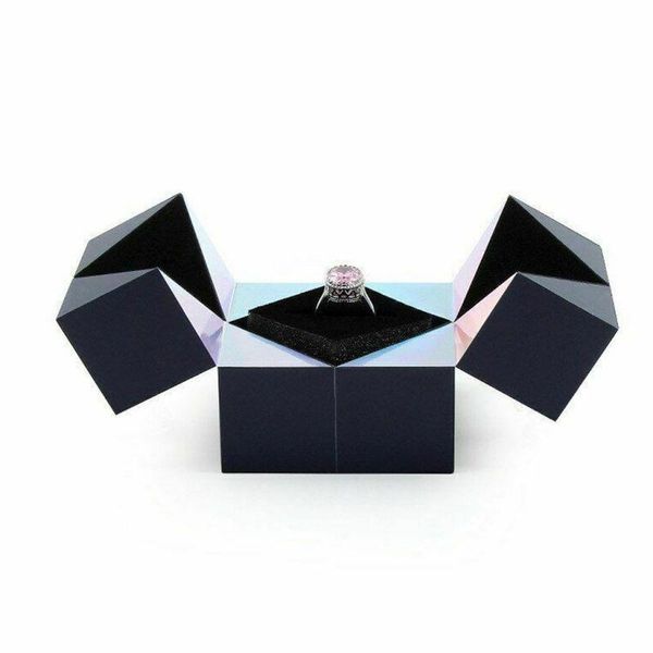 

magic cube jewelry packaging box personalisation propose marriage ring box valentine, Pink;blue
