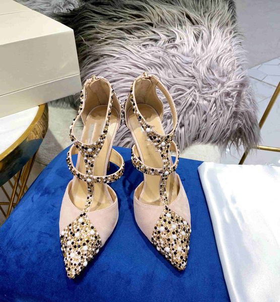 

summer all-match stiletto high heel sandals with pointed toe, Black