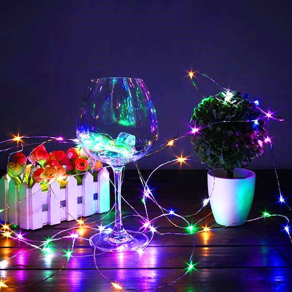 Kostenlose Lieferung, 2 m, 20 LEDs, Mini-Flaschenverschluss-Lampe, Lichterkette, Bar-Dekoration, Lichterkette, buntes Licht, Erdfarbe, Vollmaterial-LED-Ketten