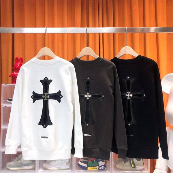 

новый crisin handeshoe вышивка назад патч cross повседневная свитер для мужчин и женщин, Black